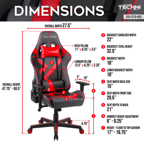 Techni Sport TS70 Red - Dimensions