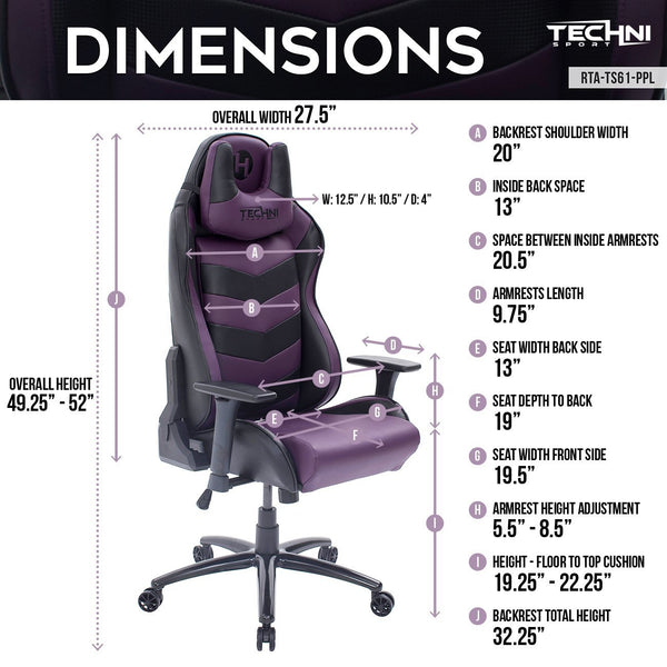 Techni Sport TS61 Purple - Dimensions